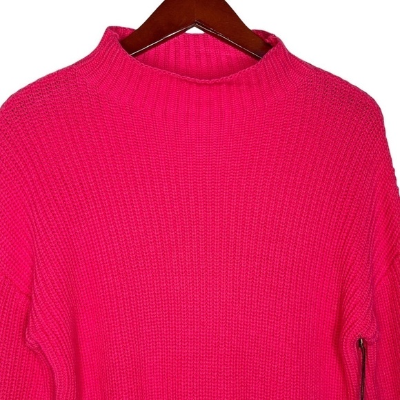 CUPCAKES and CASHMERE NWT Mock Neck Cotton Shaker Knit Sweater in Pink Raspberry - Picture 6 of 14
